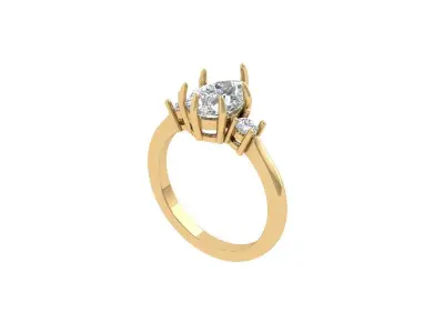 Pear Solitaire Ring 3D print model 10