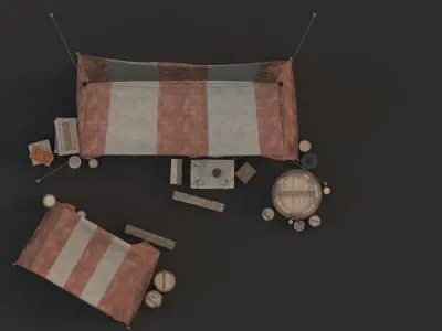 medieval market Low-poly 3D model Low-poly 3D model