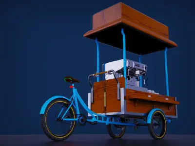 Bike coffee shop Low-poly 3D model