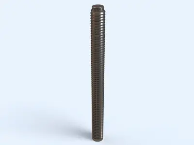Full Threaded Bolt with with Nut and Washer Low-poly 3D model