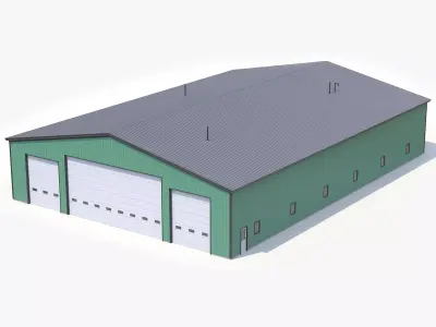 Industrial Building 56 Green Low-poly 3D model