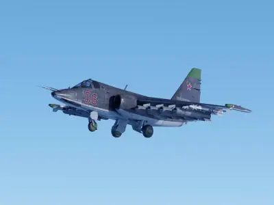SU-25 Frogfoot with weapons fully-rigged and animated Low-poly 3D model