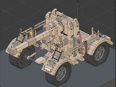 Low Poly German Tank 88MM Gun Low-poly 3D model