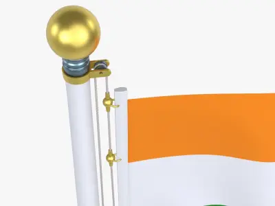 India Flag Stand Pole Animated 3D model