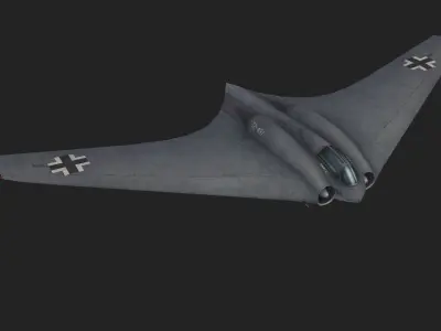 Horten Ho 229 Hand painted game model the first jet fighter Low-poly 3D model