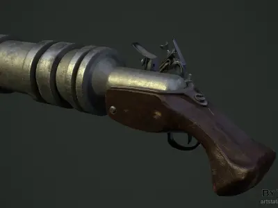Heavy pirate pistol Low-poly 3D model