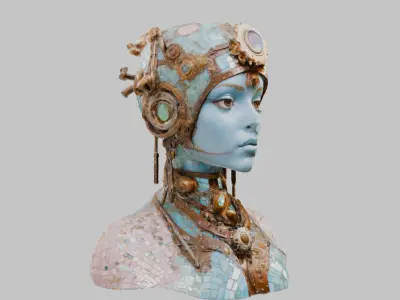 Bust Statue Low-poly 3D model