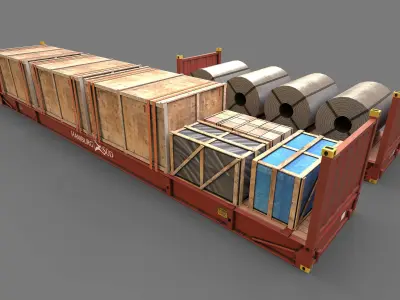 Flat Rack Containers 3D model