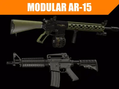 Modular AR-15 Low-poly 3D model