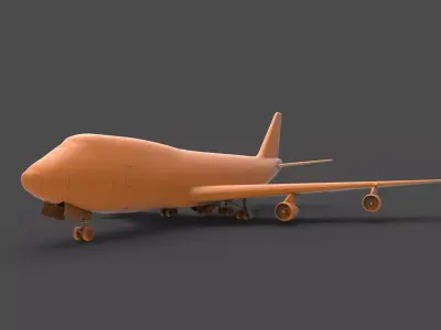 B 747 orange airplane 3D print model