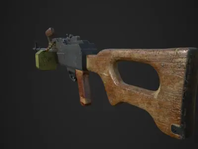 Lowpoly PK wooden rifle 3D model