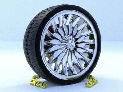ORTAS CAR RIM 7 GAME READY RIM TIRE AND DISC 3D model