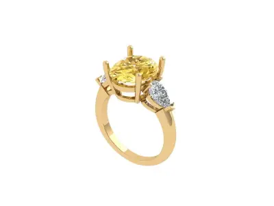  Pear 3 Stone Ring 3D print model
