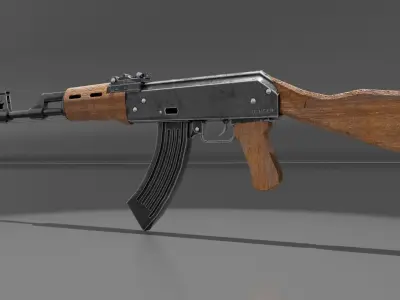 Low Poly AK 47 3D Model  Low-poly 3D model