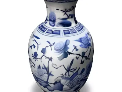 Blue and White Porcelain Vase Low-poly 3D model
