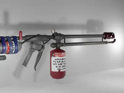 flamethrower fire extinguisher with note Free low-poly 3D model