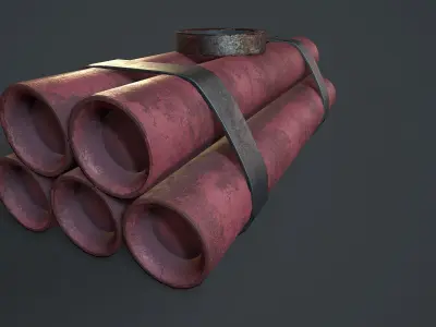 dynamite grenade Low-poly 3D model