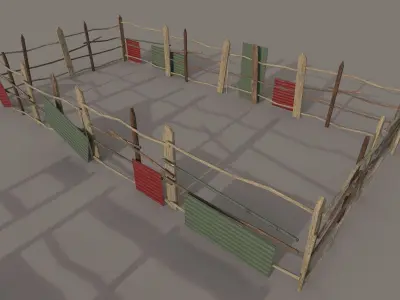 different Wooden fence PBR Low-poly 3D model