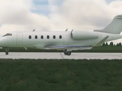 Bombardier Challenger 350 Business Jet in white Low-poly 3D model