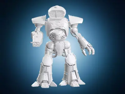 Heavy Battle Mech Miniature with Skull Face 3D print model