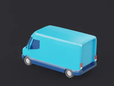 Delivery Van Blue Modern Stylized Low-poly 3D model
