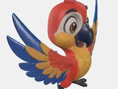 Cartoony Parrot Free low-poly 3D model