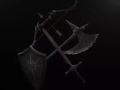 medieval fantasty weapon pack  Low-poly 3D model