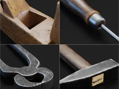 Set of old hand tools 3d model 3D model