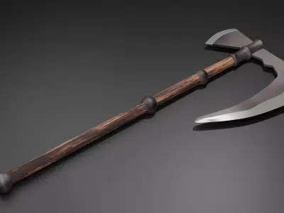 Double-Bladed Fantasy Axe  Low-poly 3D model
