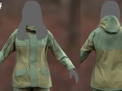 Female Hunting Outfit Low-poly 3D model