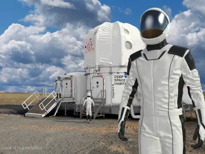 Futuristic Astronaut Space Suit Rigged 3D model