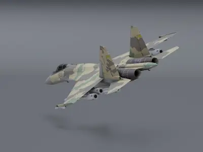 Su-35 Flanker - E Low-poly 3D model