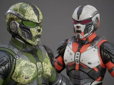 Sci-Fi Military Armor Pack 05 Low-poly 3D model