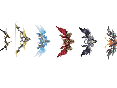 bow and arrow Game anime Low-poly 3D model