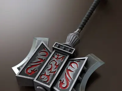 Fantasy style war hammer B2 3D model