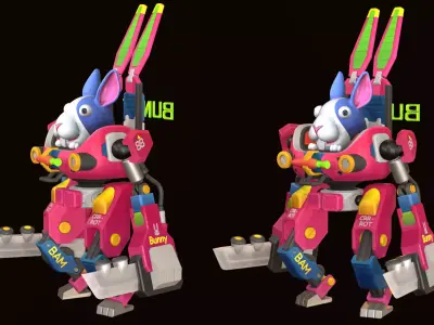 Bunny Mech Rider Stylized for Game Low-poly 3D model