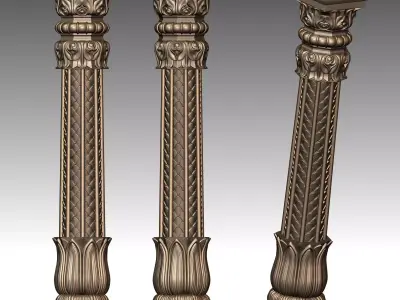 Wood carved Column 3D print model