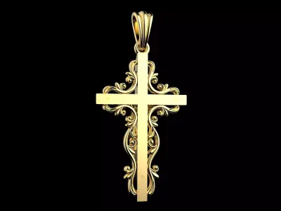 Luxury Gold Crucifix Pendant 3D Model Jesus Cross Jewelry 3D print model