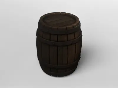 Medieval Wooden Barrel with Fleur-de-Lis Emblem 3D model