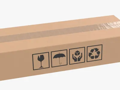 Cardboard Box 50x20x10 Closed 3D model