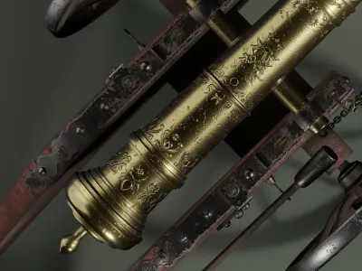 Old French artillery cannon 18 senchury  3D model