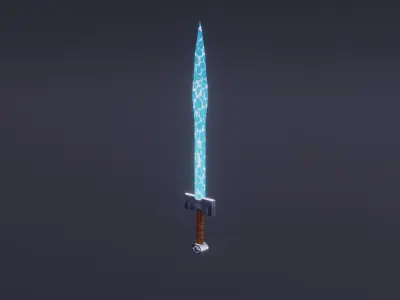 Fantasy Water Sword - Elemental Sword Low-poly 3D model