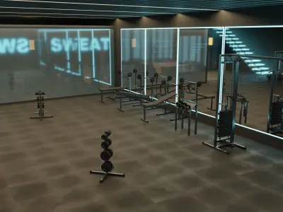 GYM Interior Low-poly 3D model buy