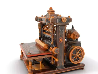 Antique Printing Press model pack Low-poly 3D model