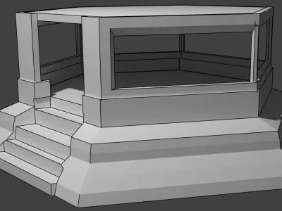 Low-Poly Bunker octagon shaped structure with stairs Free low-poly 3D model