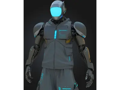 Cyberpunk Robot Future NPC Low-poly 3D model