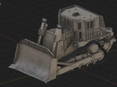 Armoured Bulldozer Low-poly 3D model