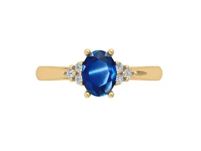Oval Solitaire Ring 3D print model 22