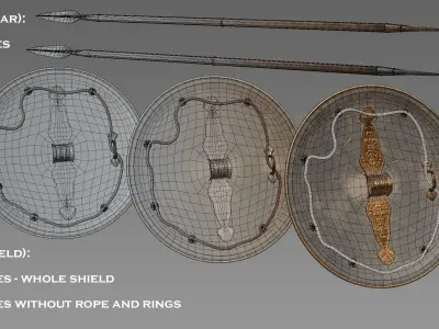 Low-Poly Game Ready Ancient Greek Battle Gear Pack Low-poly 3D model