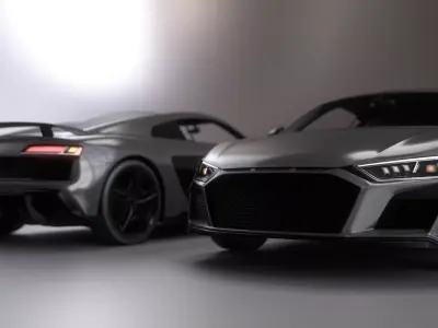Modern Sport Supercar - Game Ready Mid-poly with 4 LODs Low-poly 3D model